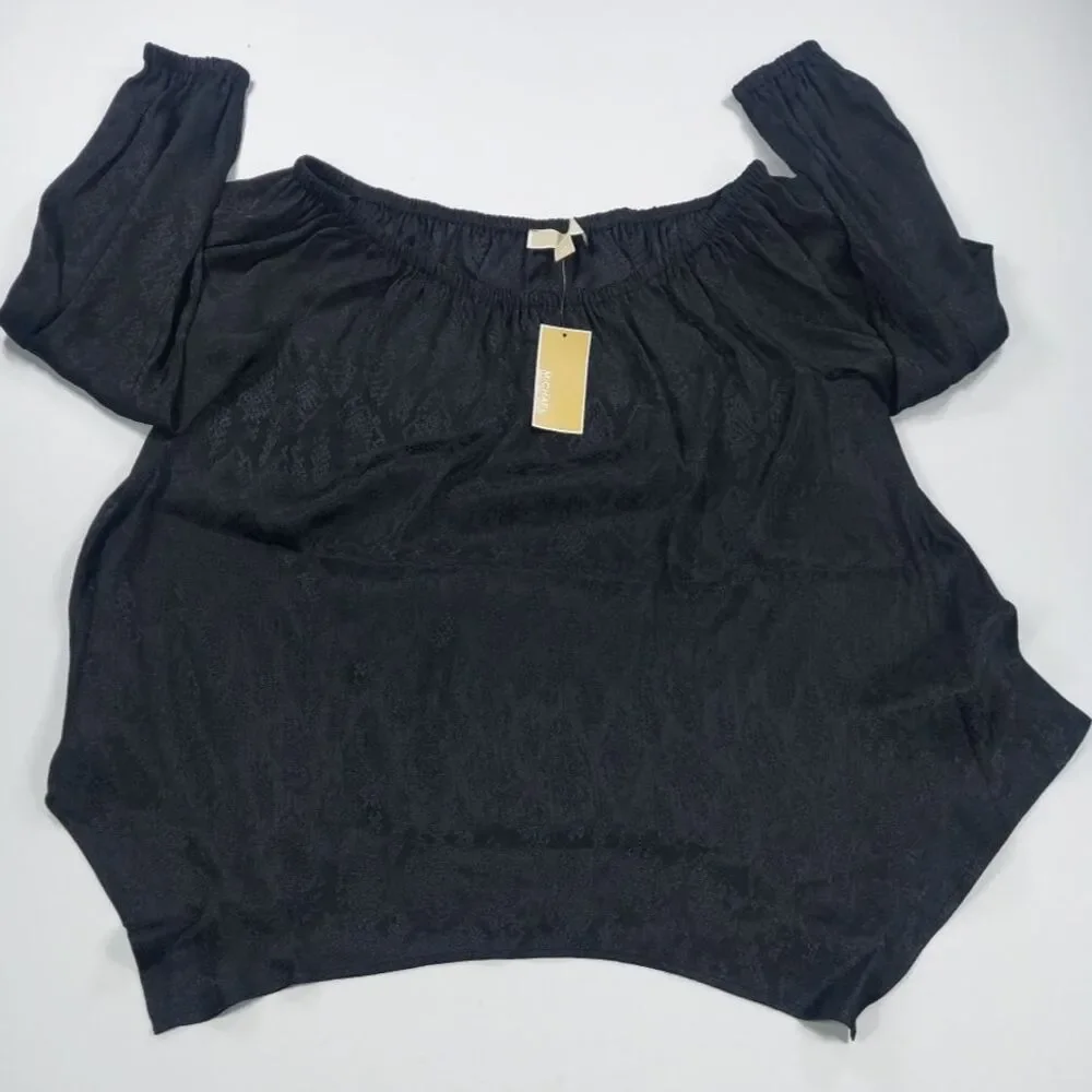 MICHAEL Michael Kors Womens Plus Size 0X Black Off Shoulder Blouse Top NWT